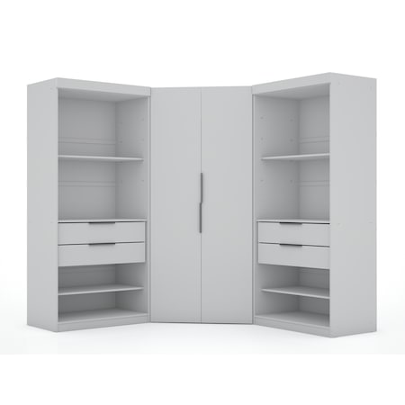 Manhattan Comfort Mulberry 2.0 Semi Open 3 Sectional Corner Closet 3-Piece Set, White 118GMC1